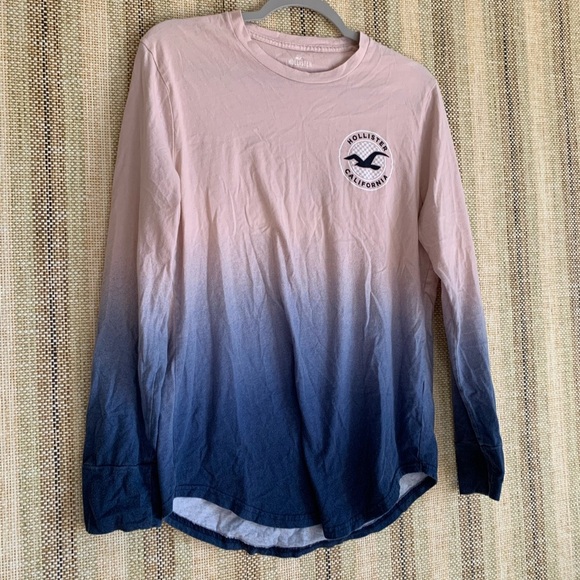 Hollister Pink and Blue Ombre Long Sleeve Shirt Size Small T Shirt Pull Over - Picture 1 of 4
